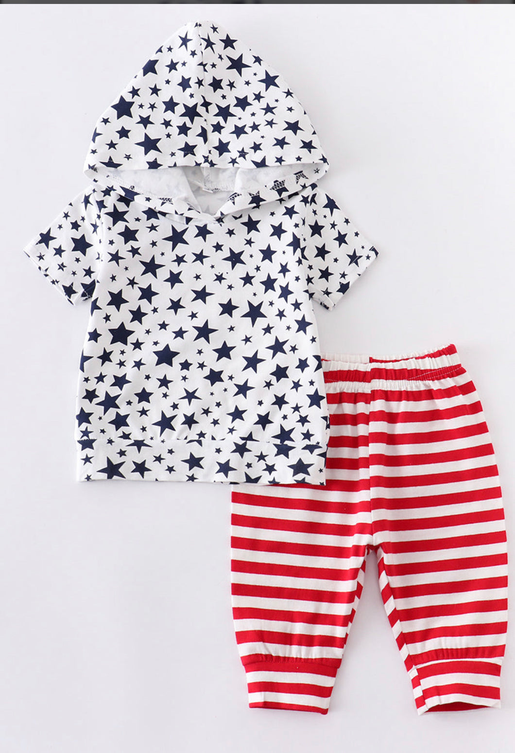 Stars & Stripes - Hooded Tee and Harem Shorts Set