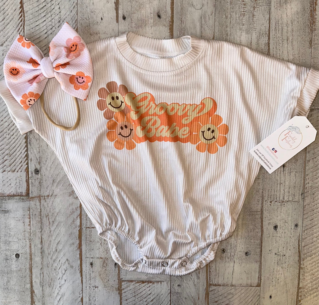 RTS 6/9M - Groovy Babe Romper & Bow