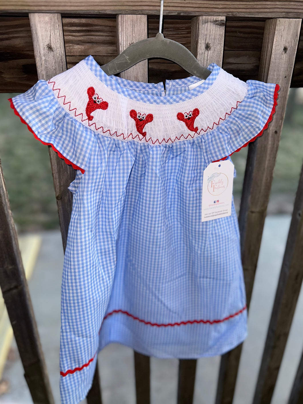 Smocked Lobster Gingham Dress