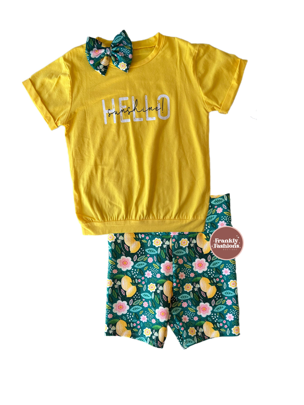 RTS Size 8 - Sunshine Lemon Garden Shorts Set