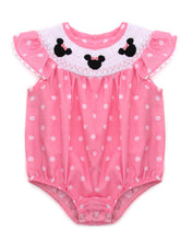 Load image into Gallery viewer, Pink Mouse Smocked Flutter Bubble Romper
