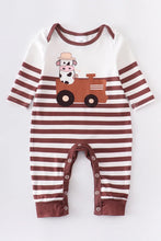 Load image into Gallery viewer, Farmer Cow Stripes Romper
