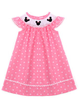 Load image into Gallery viewer, Pink Mouse Smocked Flutter Dress
