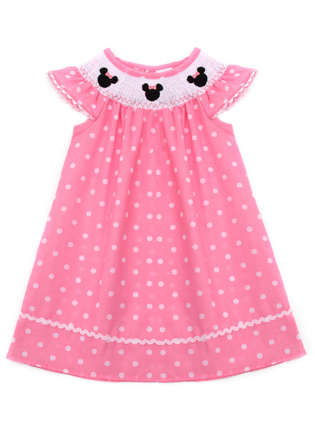 Pink Mouse Smocked Flutter Dress