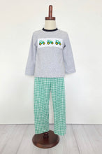 Load image into Gallery viewer, Smocked Green Tractor Pant Set
