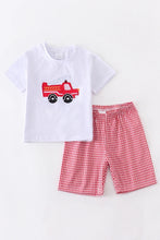 Load image into Gallery viewer, Fire Truck Embroidered Short Set
