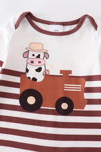 Load image into Gallery viewer, Farmer Cow Stripes Romper
