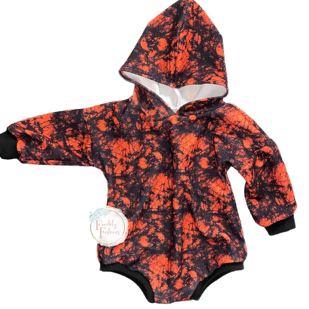 RTS 6/9M - Orange/Black Tie Dye Sweater Romper - Unisex