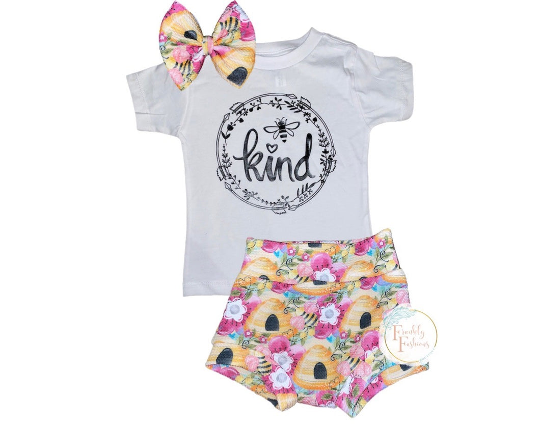 RTS 2T/3T Bee Kind Bummy and Bow 2 piece Set